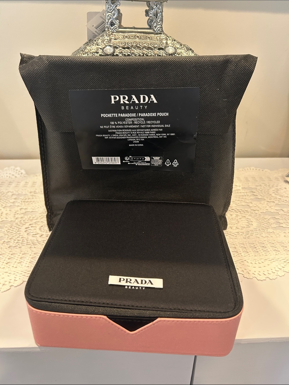 Prada Black and Pink Cosmetic Pouch